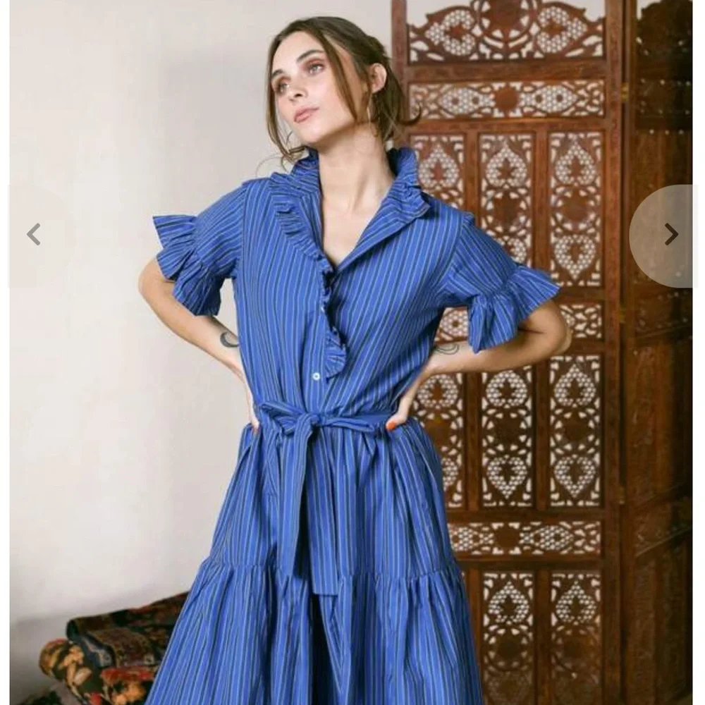 Milly Blue Striped Maxi Dress - Picture 3 of 7